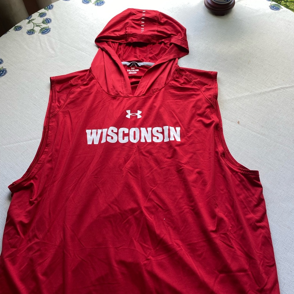 Under Armour Wisconsin Red Sleeveless Hoodie